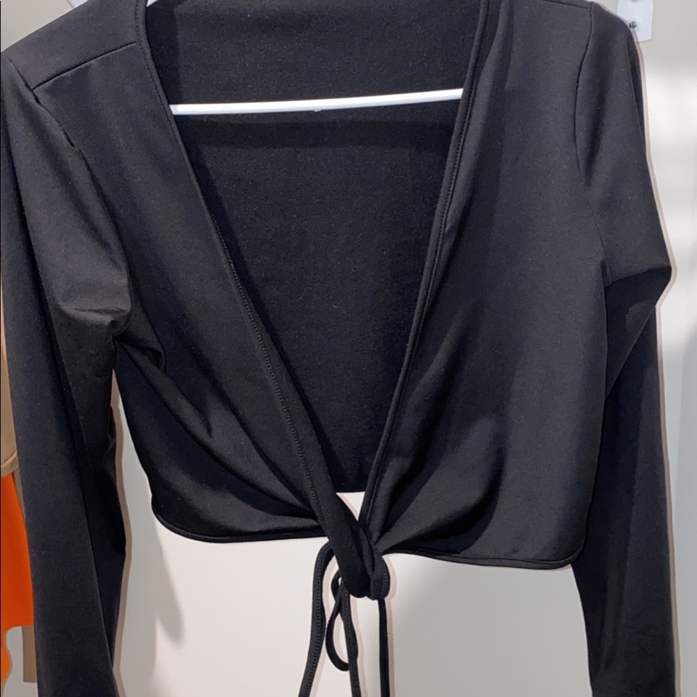 long sleeve cross over top